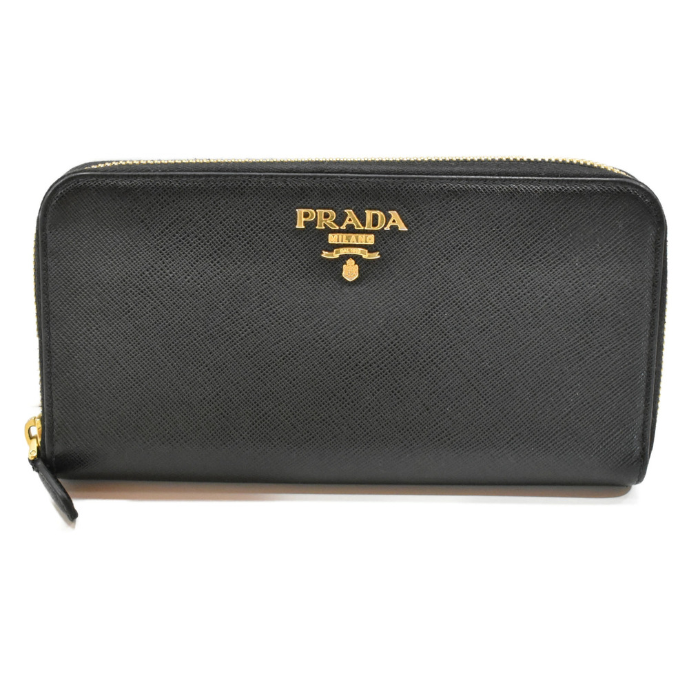 PRADASaffiano Black Leather Wallet Long Saffiano